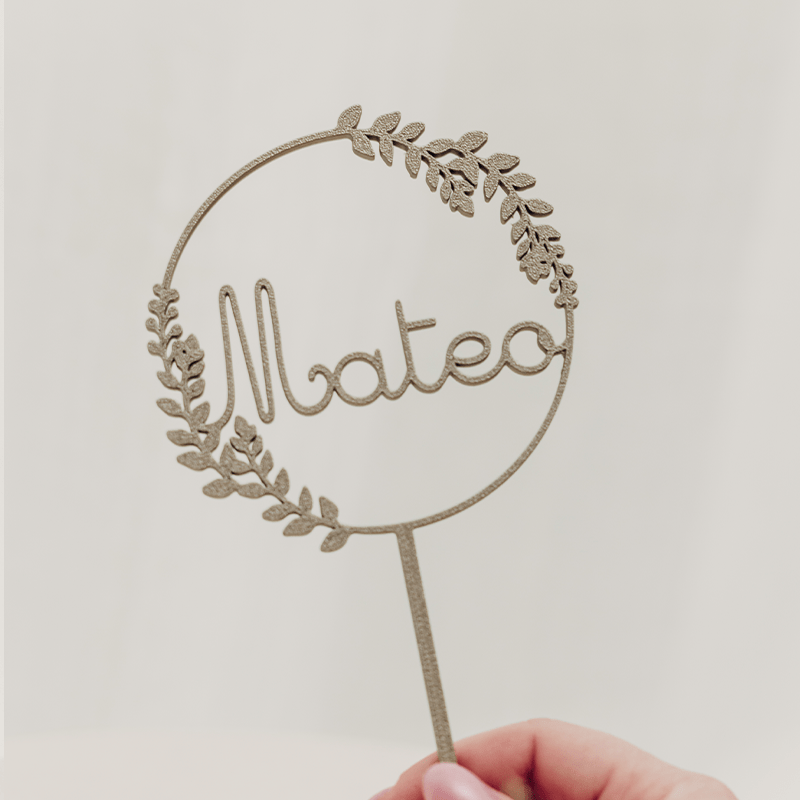 Cake Topper Eucalipto Dorado